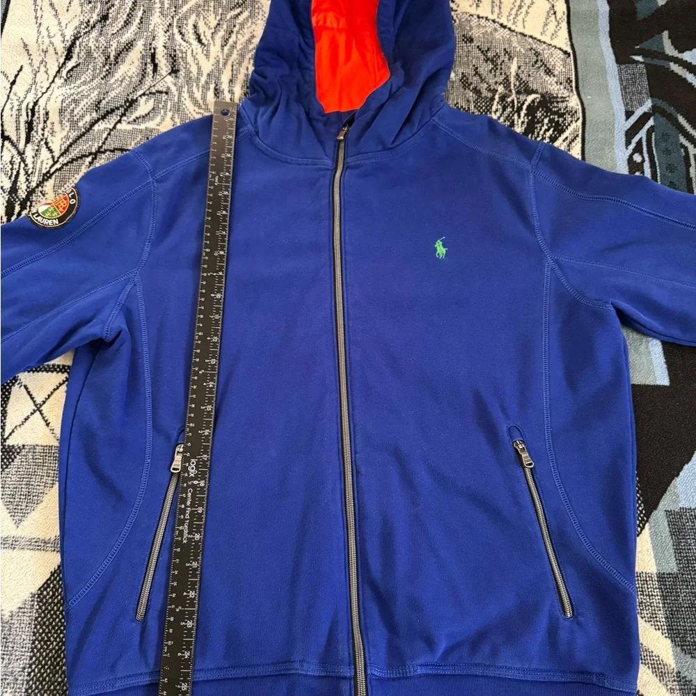 Polo Ralph Lauren Double Knit/Quilted Cookie Patch Royal Blue/Orange Zip Jacket